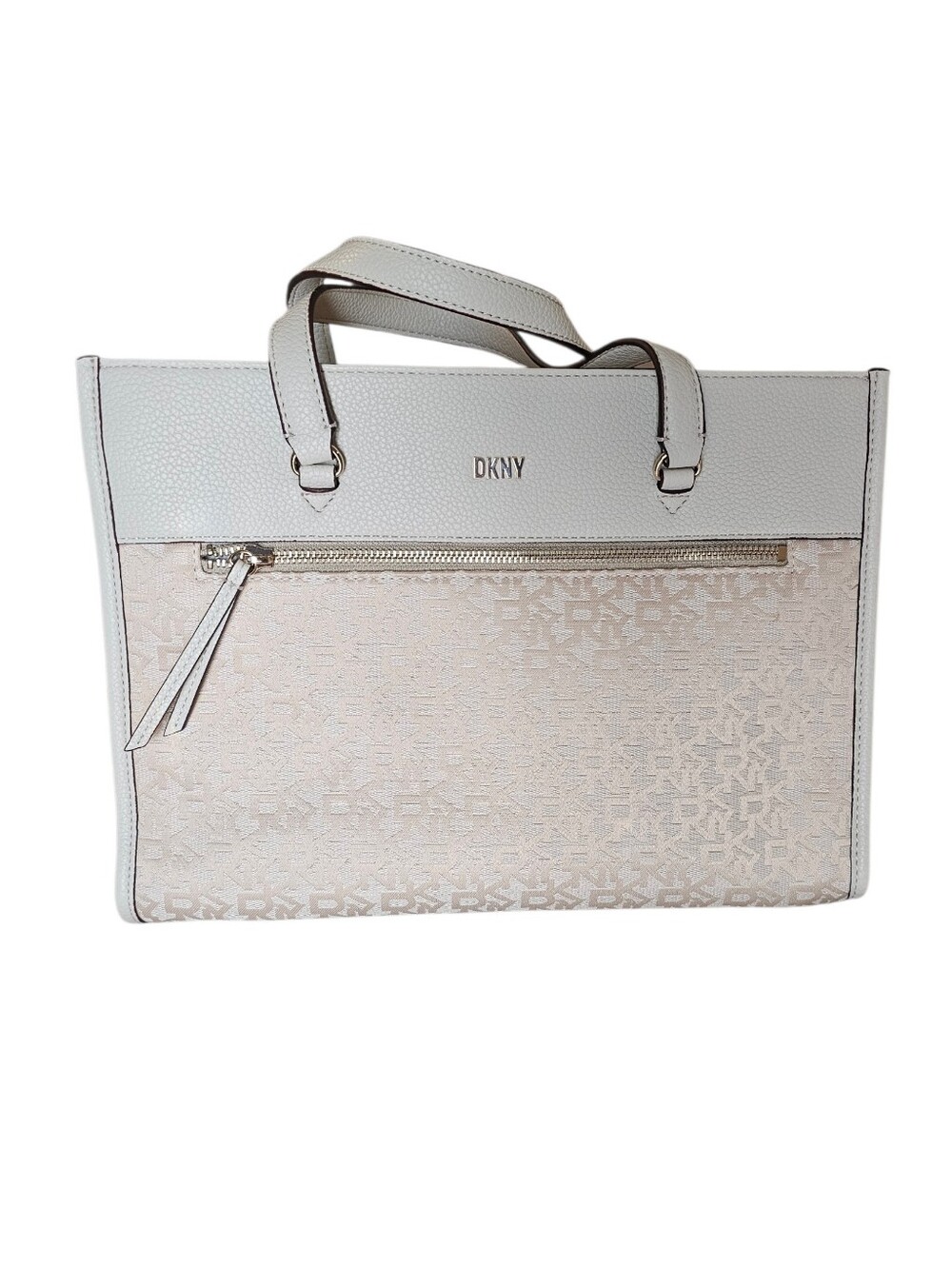 DKNY Cream Ivory Logo Jacquard Tote NWT